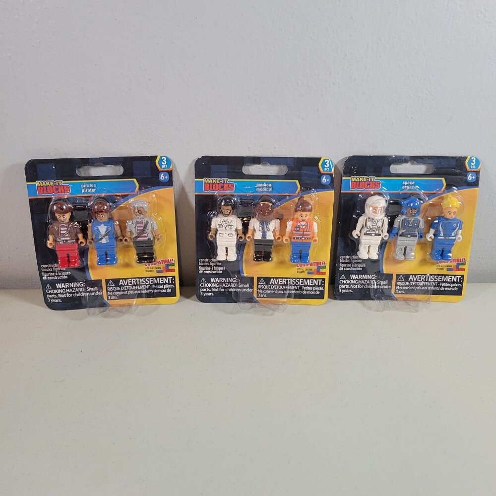 Make It Blocks Figures Lot of 3 Packages with 3 Characters